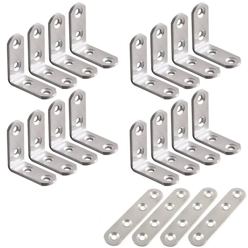 Conteneur en acier inoxydable 20 pièces 16 par 40x40mm 90 degrés à angle droit supports en L et 4 pièces d'un coin large connecto: Default Title