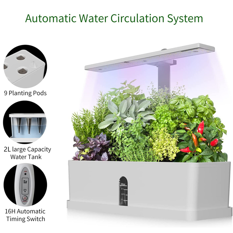 Hydroponique pour systèmes de culture hydroponique domestique, avec lumière de croissance Led, Machine de plantation intelligente Non toxique et sans sol, jardinage intérieur