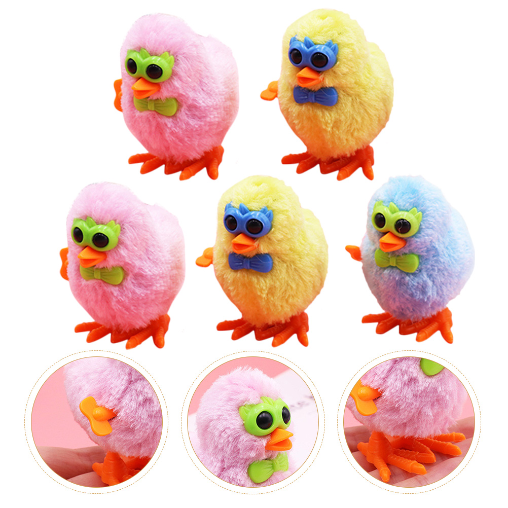5pcs Wind-Up Jumping Chick Novelty Toys Animal Wind-up Plaything Random Color