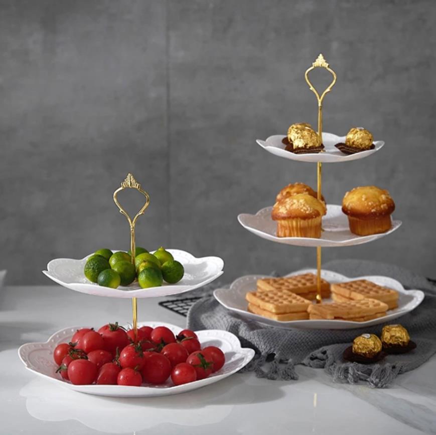 Creatieve Drie Lagen Cake Stand Modieuze Woonkamer Dessert Fruit Verjaardagsfeestje Bruiloft Snack Cupcake Plaat