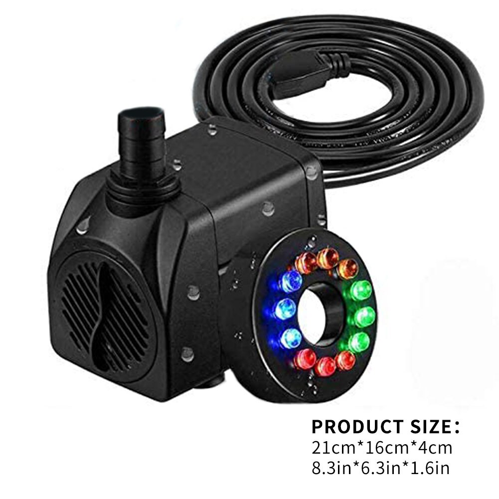 Electric Water Pump Mini Water Pump With 12 LED Bulbs Waterscape Decoration Ilter Fish Pond Water Pump For Submersible Fountain