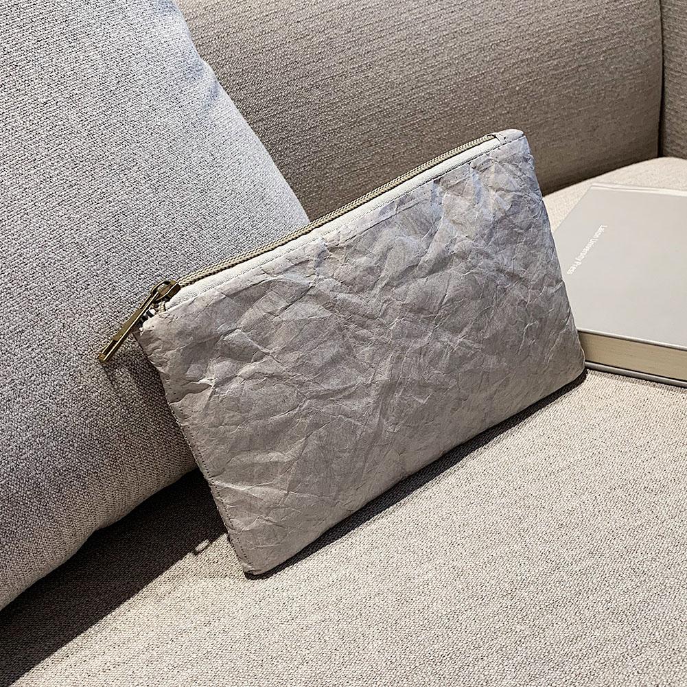 Retro Milieuvriendelijke Clutch Voor Vrouw Mode Handtas Vrouwelijke Eenvoudige Effen Kleur Purse Cosmetische Tas Dames Reizen Make-Up Tas: Grey