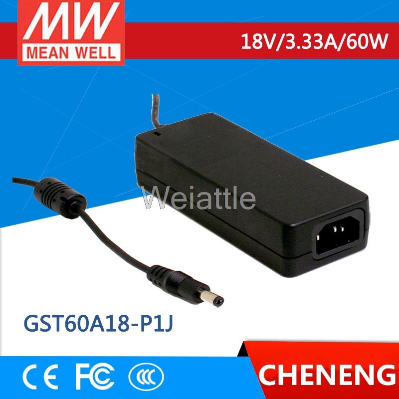 MEAN WELL originele GST60A18-P1J 18 V 3.33A meanwell GST60A 18 V 60 W AC-DC Hoge Betrouwbaarheid Industriële Adapter