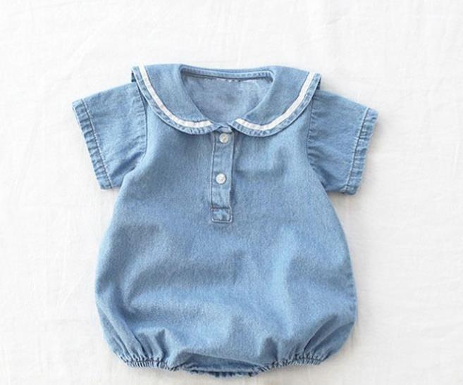 Koodykids 2022 Lente Baby Meisje Jongens Bodysuits Peuter Jongens Outfits Denim Jongen Rompertjes Kleding Denim Baby Kleding Zomer: Short sleeve / 9M-73CM