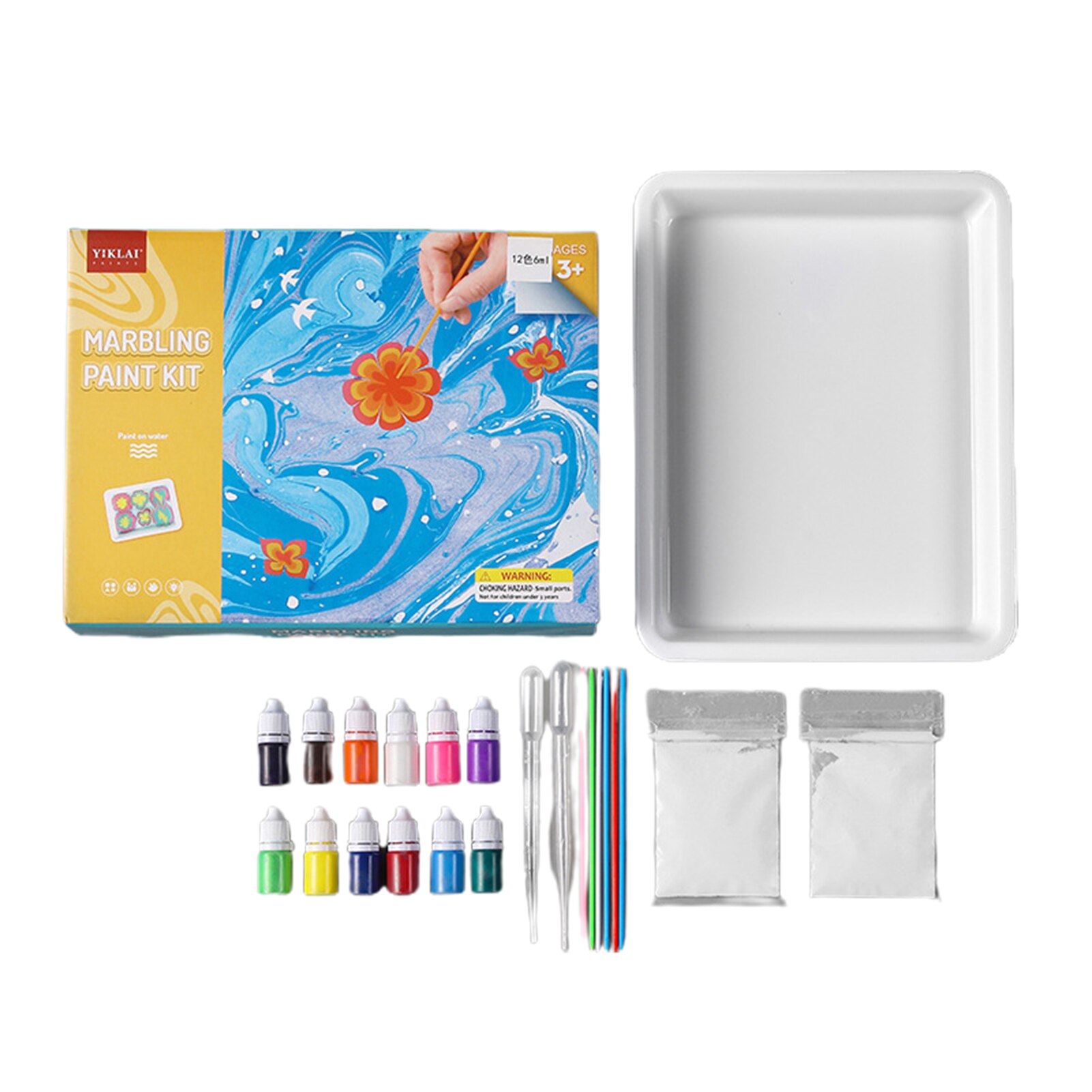 Water Art Paint Set Water Pigment for Paper Marbling Art Tool with A5 Tray 6/12 Colors DU55
