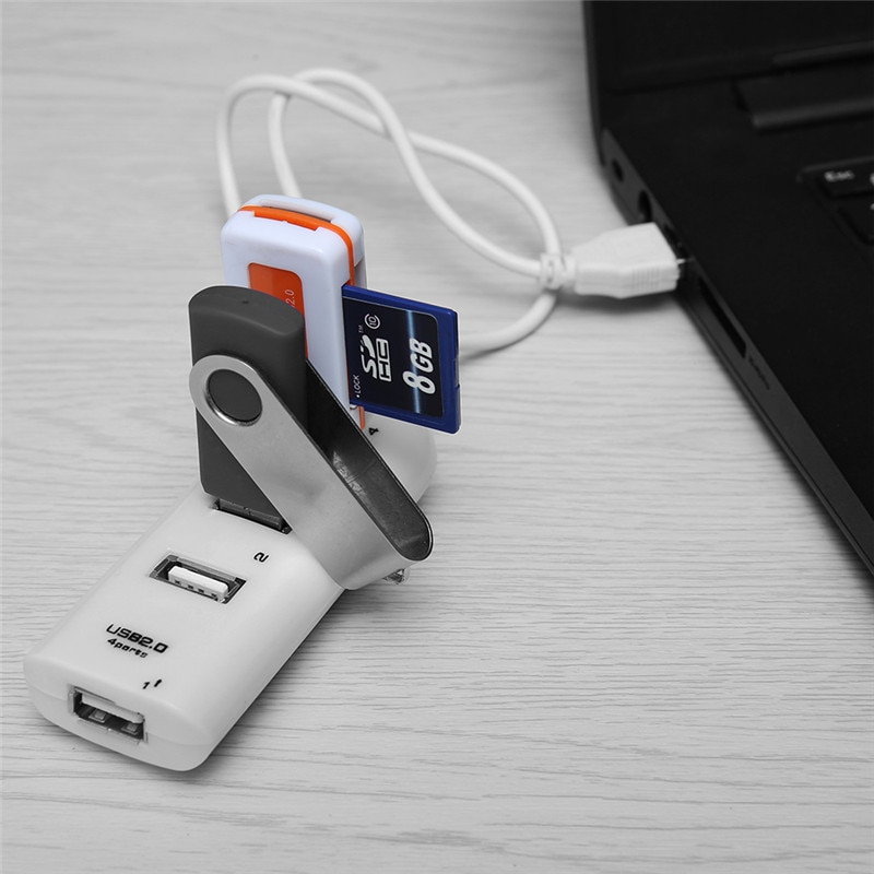 Mini Hub USB 2.0 Multi USB 2.0, haute vitesse, 4 Ports, lecteur de cartes, tout-en-un pour PC, accessoires d&#39;ordinateur