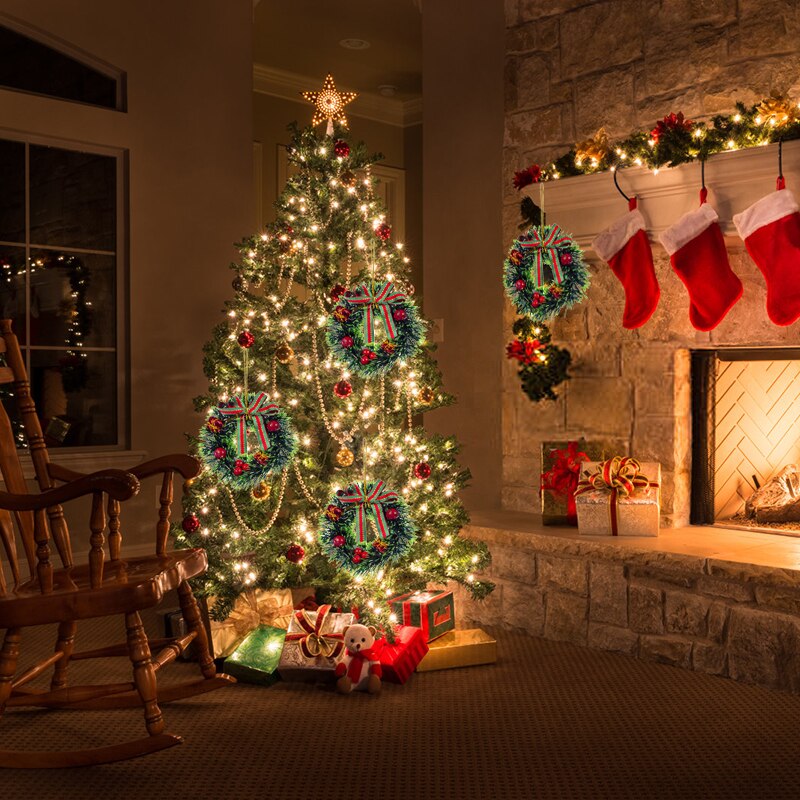 Jul lille krans xmas mini snemand santa juletræ pedant år dørpynt dekorationer til hjemmet