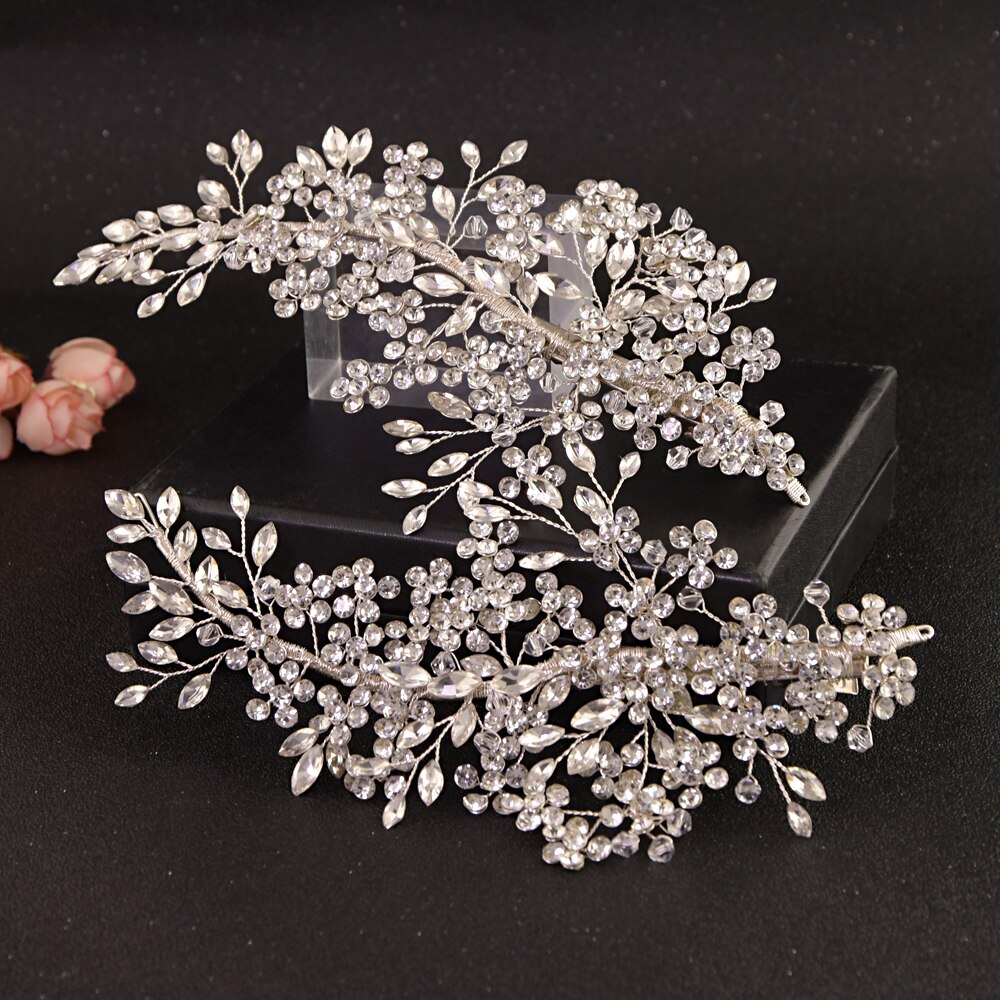 TRiXY H253-S Gorgeous Crystal Bridal Headpiece Flower Wedding Hair Vine Clip Party Prom Hair Jewelry Bridal Hair Accessories: one set