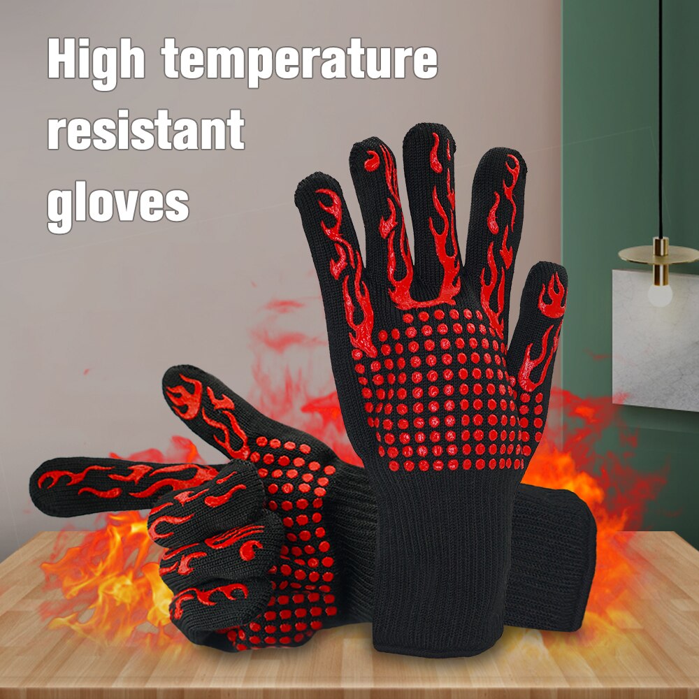 Safety Fireproof Gloves Fire Insulation High Temperature Resistant Work Gloves Kitchen BBQ Grill Non-slip Microwave Oven Gloves