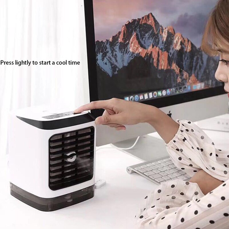 3IN1 Mini Portable Air Conditioner 7 Colors LED Conditioning Humidifier Purifier USB Desktop Air Cooler Fan + Remote Controller