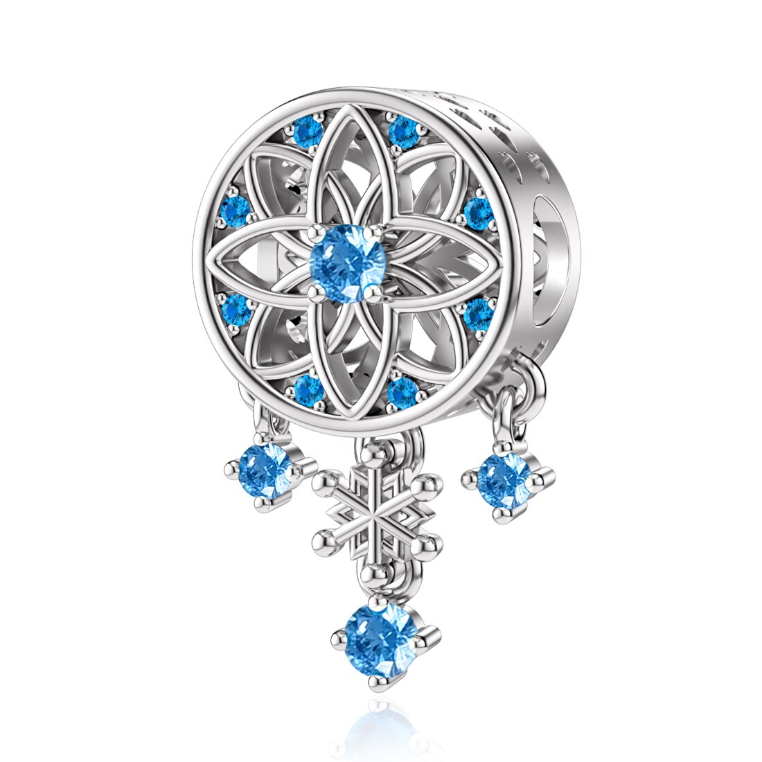 Jiayiqi snowflake dreamcatcher 925 sterling sølv blå cz charms perler fitcharms sølv 925 originale jule smykker: D1