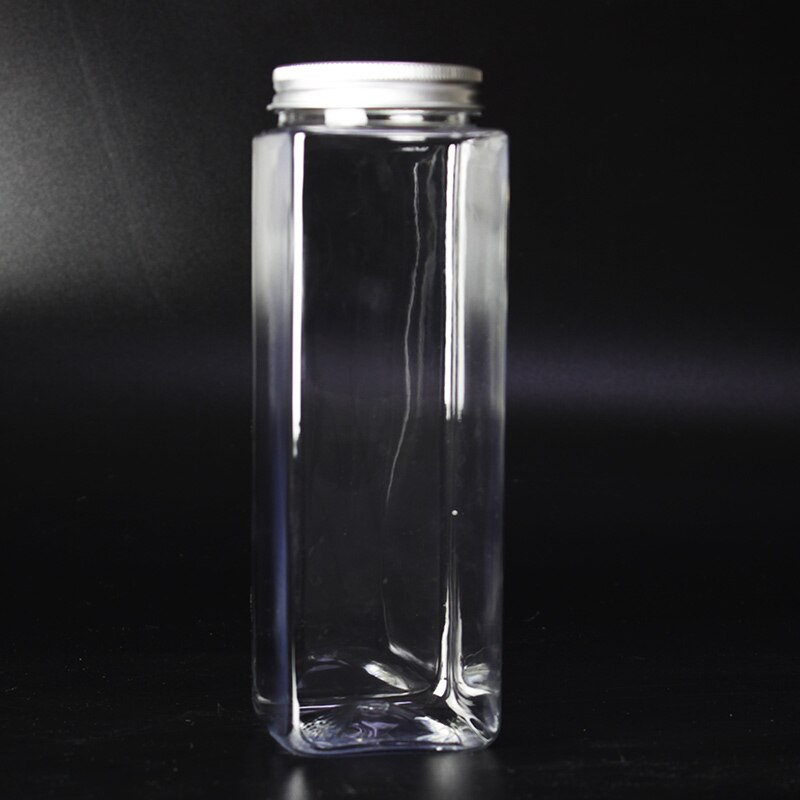 500ml Square Disposable Beverage Bottle Milk Tea Shop Plastic Yogurt Bottle Disposable Candy Jar Mason Jar Lids Storage Bottle