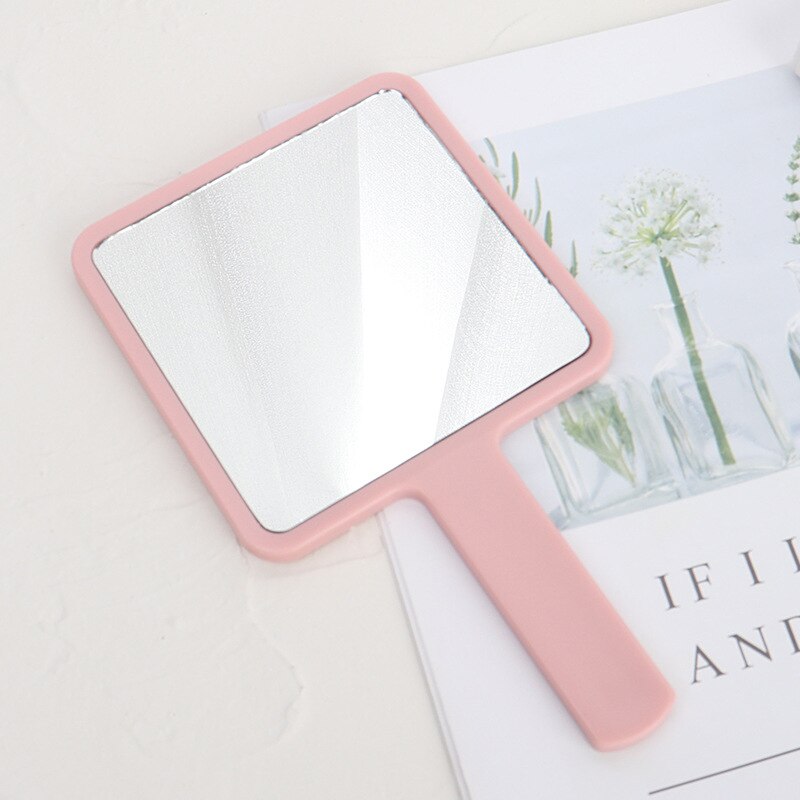 Handheld Makeup Mirror Square Makeup Vanity Mirror with Handle Hand Mirror SPA Salon Compact Mirrors Cosmetic Mirror for Women: Pink
