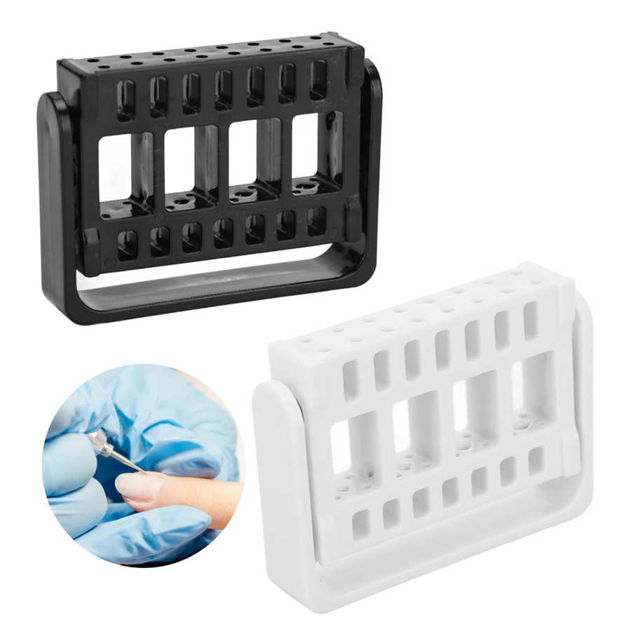 16 Slots Nail Boren Opslag Container Nail Bits Houder Manicure Snijders Display Plastic Rek Voor Nail Salon Slijpen Gereedschap