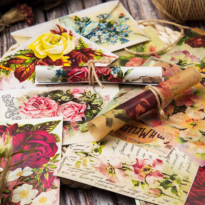 12 Stks/set Vintage Bloemen Velijn Papier Patroon Pack Voor Scrapbooking Gelukkig Planner Kaart Maken Junk Journal Project