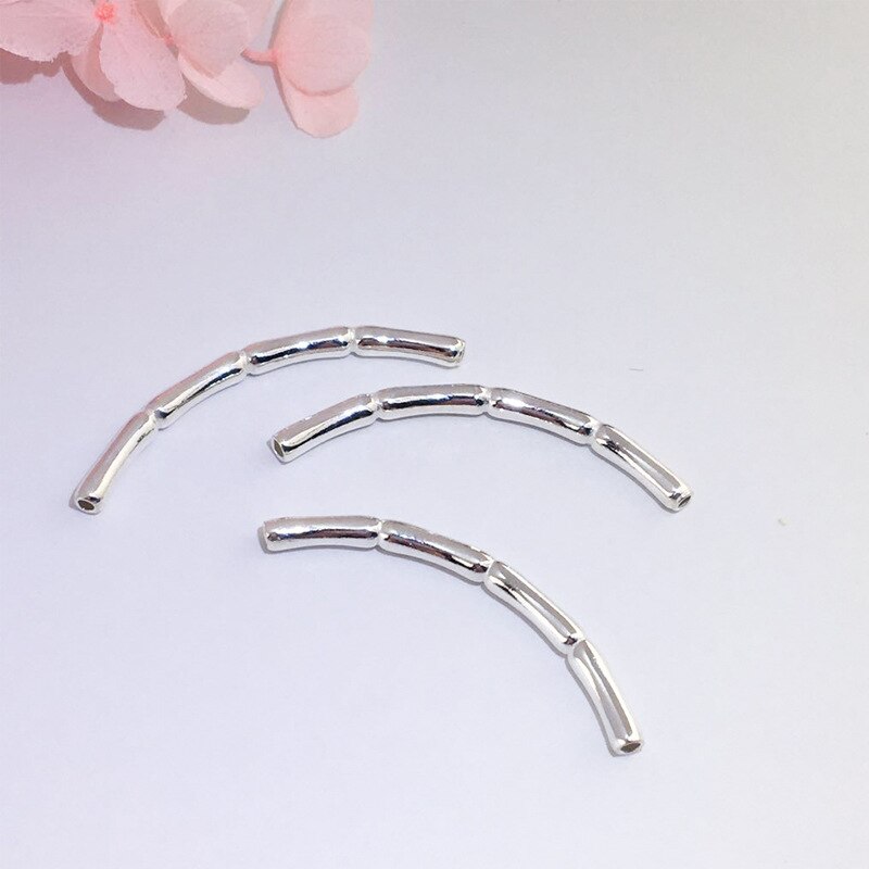 2pcs/lot 100% 925 Sterling Silver Bamboo Shape Tube Charms 20-50mm Long Spacer Beads DIY Fine Bracelets Jewelry Accessories