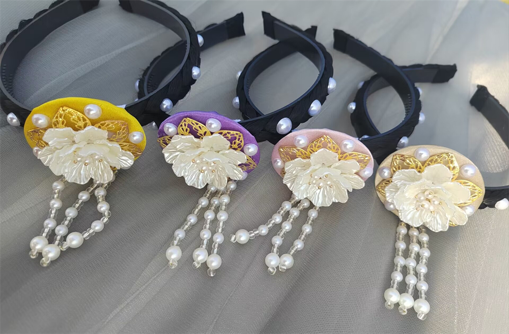 1pcs Korean Version Tassel Flower Hairband Traditional Classical Ethnic Style Headdress Hanbok Accessories Women Girl