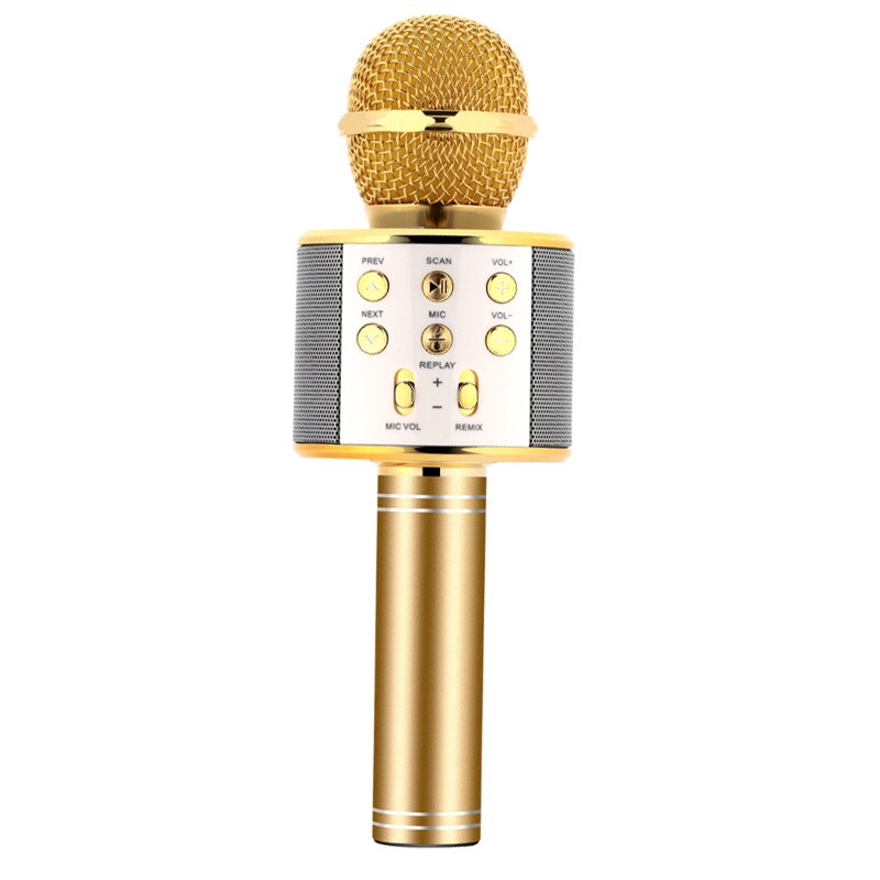 Portable Wireless Bluetooth Karaoke Microphone Handheld Speaking Singing Mic NIN668: gold