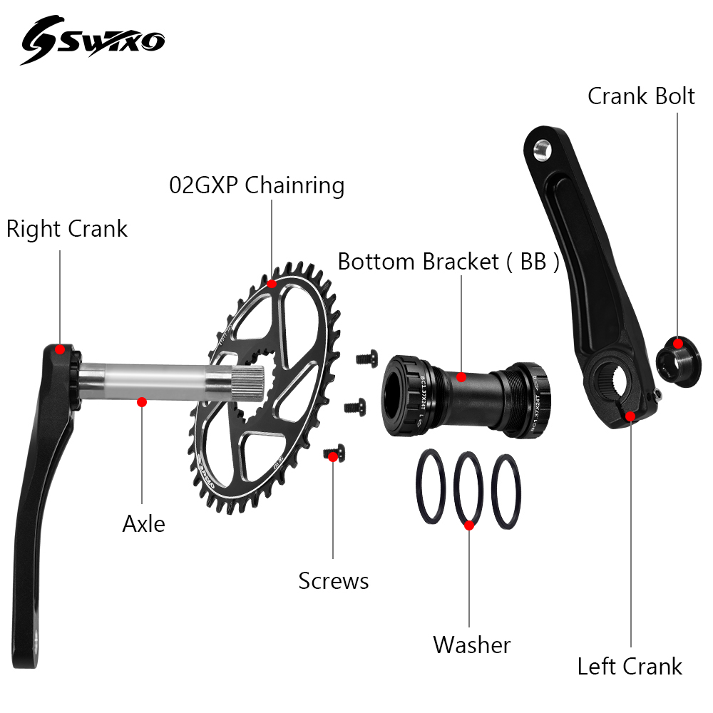 SWTXO MTB Cranks Arms for Bicycle Crankset Bottom Bracket MTB Crank 170/175mm Chainring Crown 32T 34T 36T 38T Teeth for Sram xx1