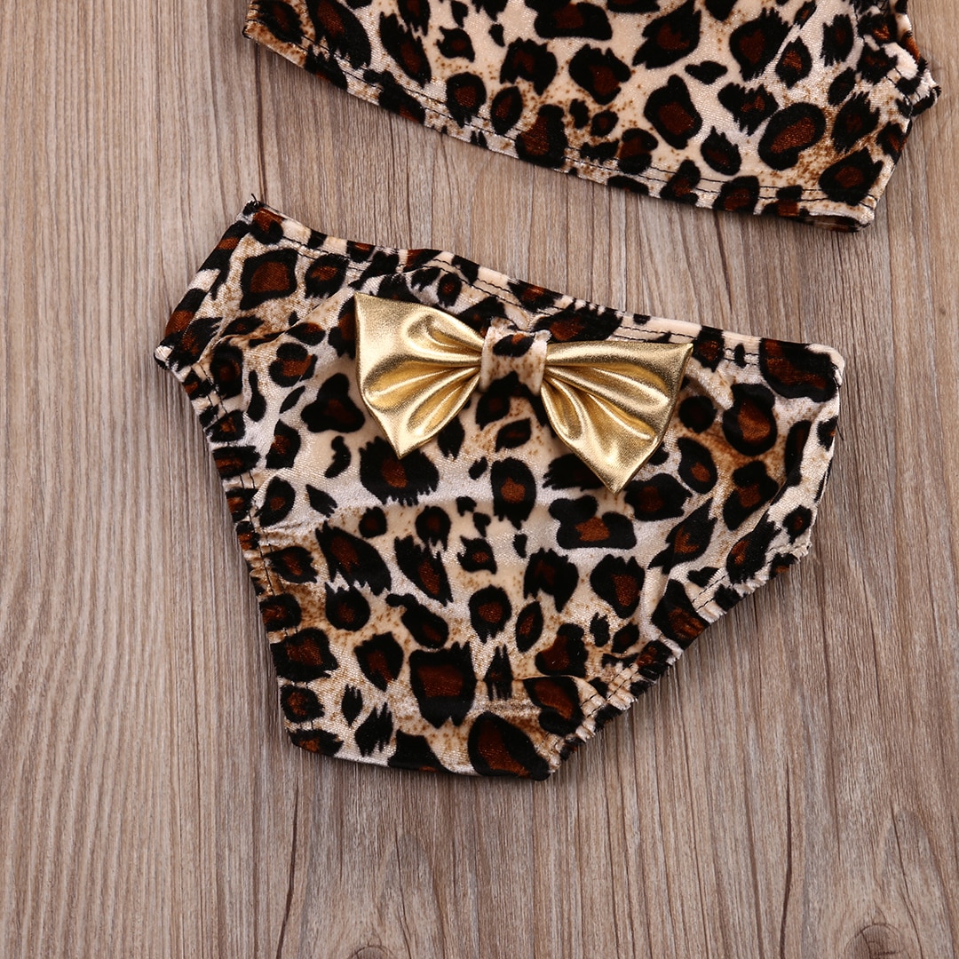 Spædbarn børn baby pige leopard bikini sæt badetøj badedragt badedragt