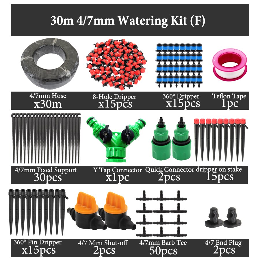 50M 40M 30M 5M Garden Drip Irrgation Kits System Home Automatic Watering Plants Device Adjustable Dripper Fittings Tap Adapter: FxSDL015J