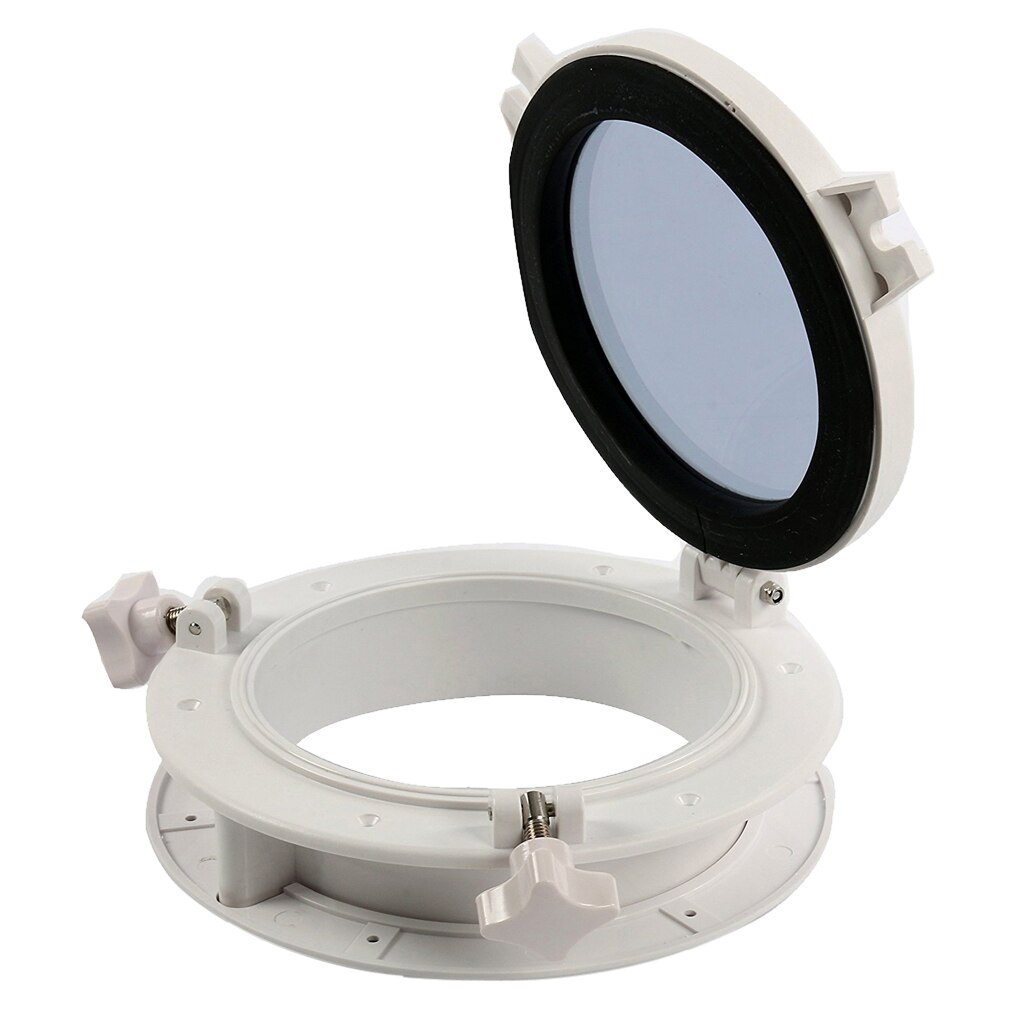 Rund form skipet vindu åpning port hull - maritim nautisk hjem dekor  -8-1/2 tommer 150mm -  hvit