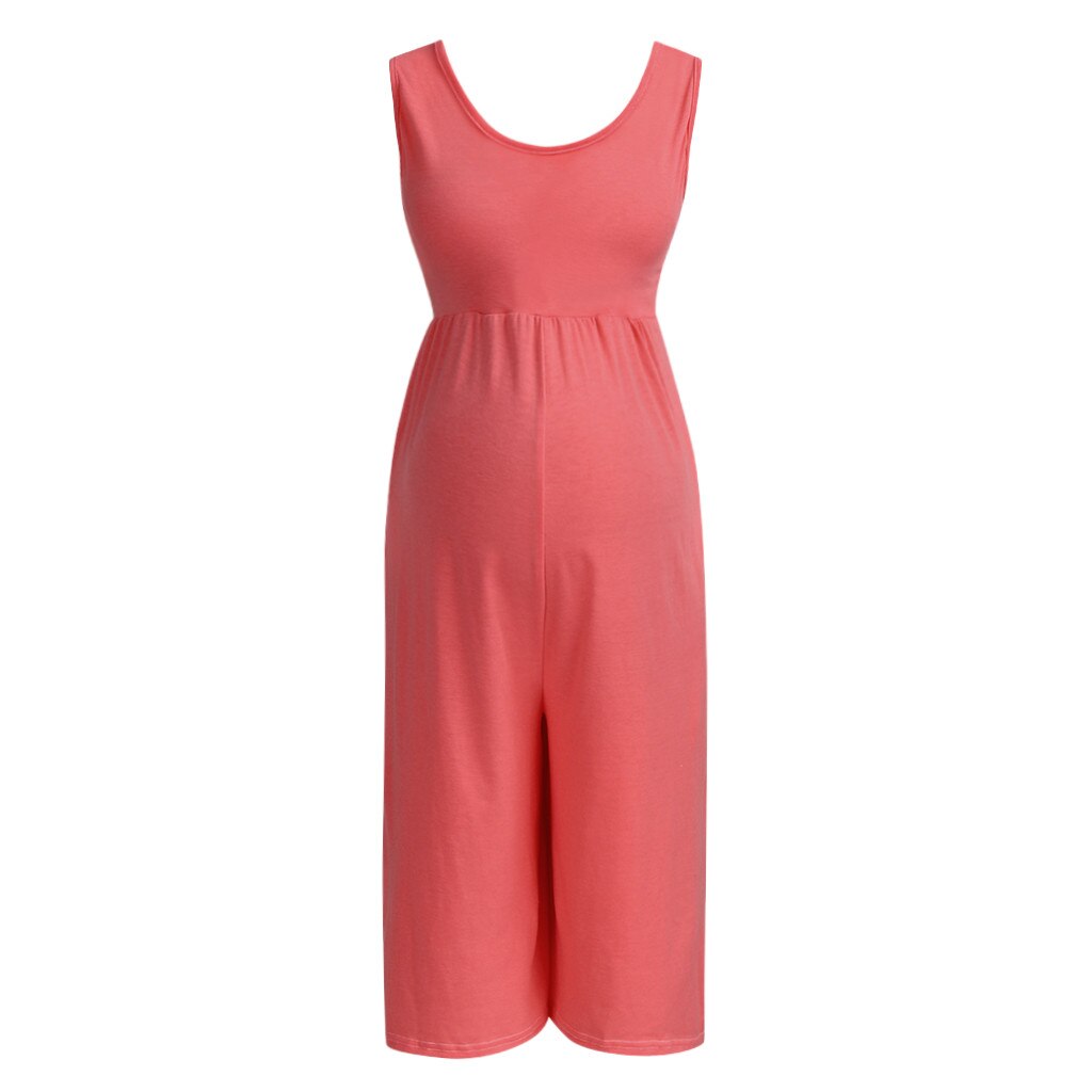 Overall Pregnant Women Sleeveless Pregnancy Maternity Pants Solid Ladies Summer Jumpsuit Rompers pantalon premamá @40: L
