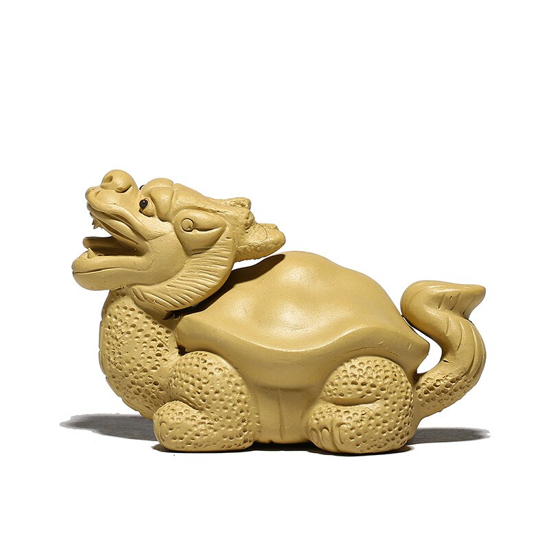 Figura de dragón de la suerte hecha a mano de arcilla púrpura, modelo de tortuga, estatua de animal de té, accesorios de té de Boutique, artesanías, 1 Uds.: B