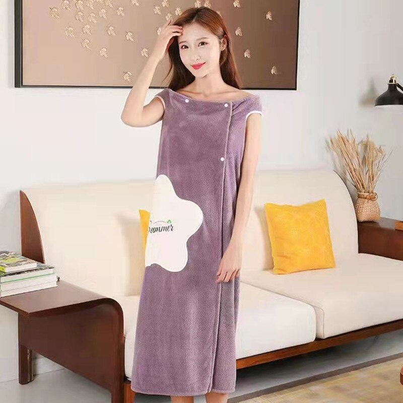Albornoz de Microfibra Suave para Mujer, Toalla, para la Ducha, Baño, para el Hogar, para Sauna: Purple