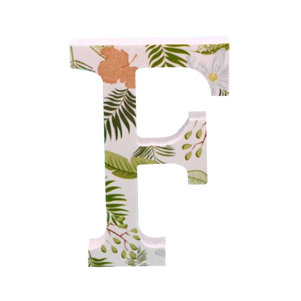1Pc A to Z Summer White Tropical Plant Wooden Letter English Alphabet DIY wood Art Home Wedding Party Decoration: F