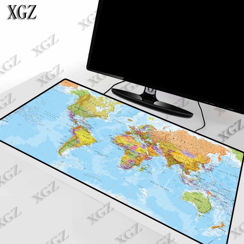 XGZ World Map Large Gaming Keyboard Mouse Pad Gamer Notebook Computer Mousepad Office Desk Mats Resting Mat for CSGO DOTA