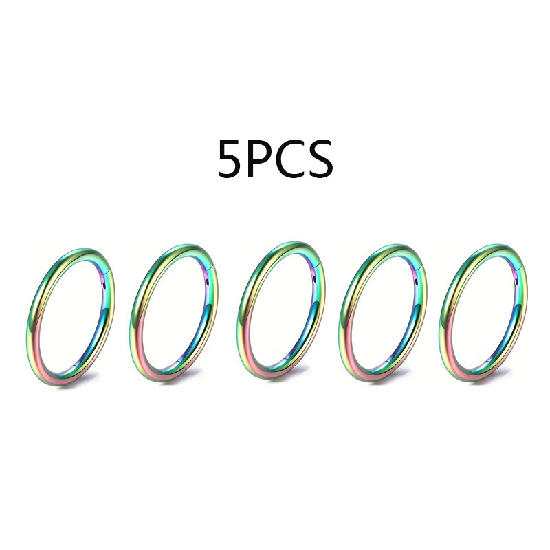 5/10Pcs 16G Nose Ring Hoop Stainless Steel Hinged Nose Rings Septum Clicker Tragus Helix Cartilage Daith Rook Earring Piercing