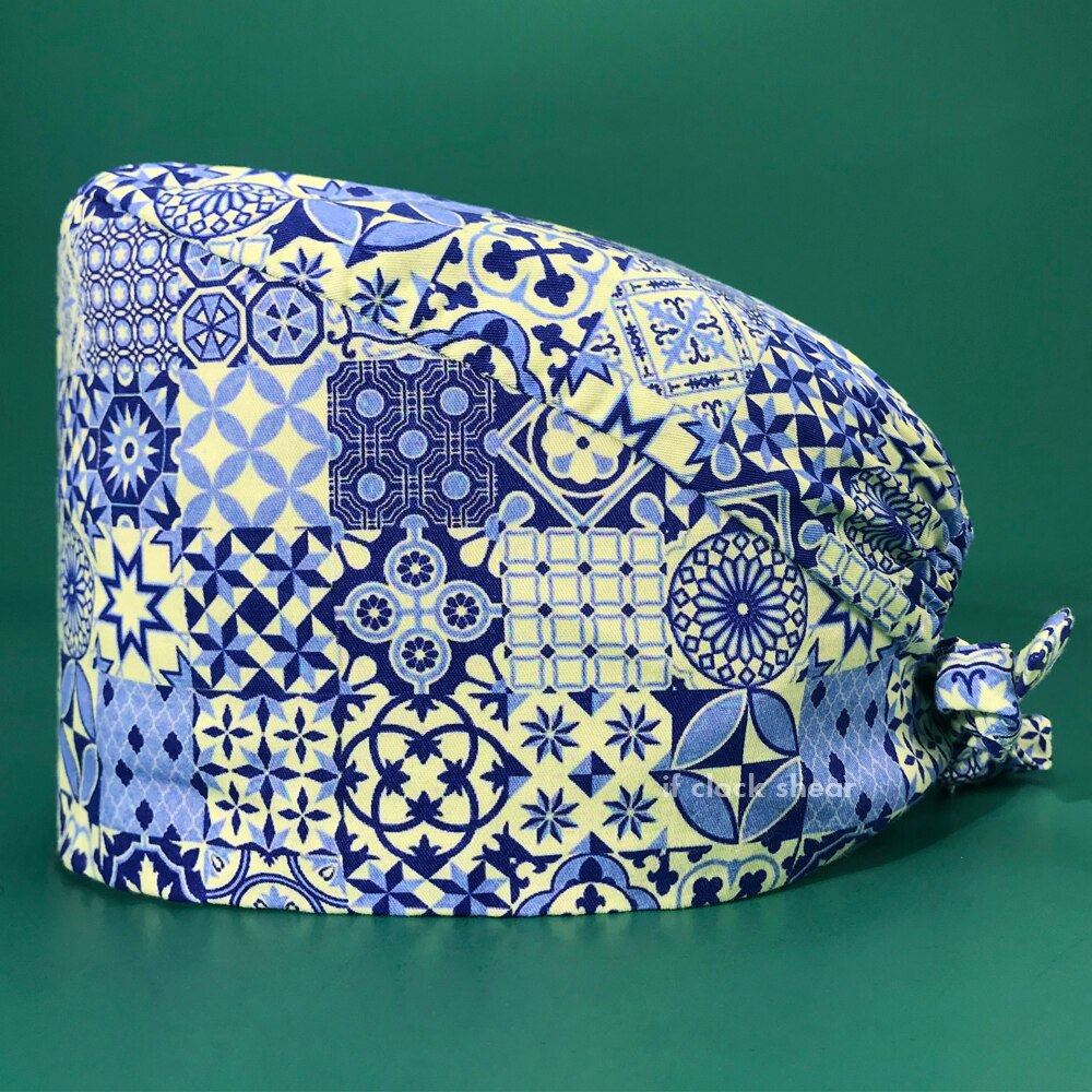 Ziekenhuis Scrubs Vrouwen Hoeden Pet Grooming Chirurgische Hoeden Tand Schoonheid Verpleging Hoed Multicolor Caps Met Zweet-Absorberende: 22184