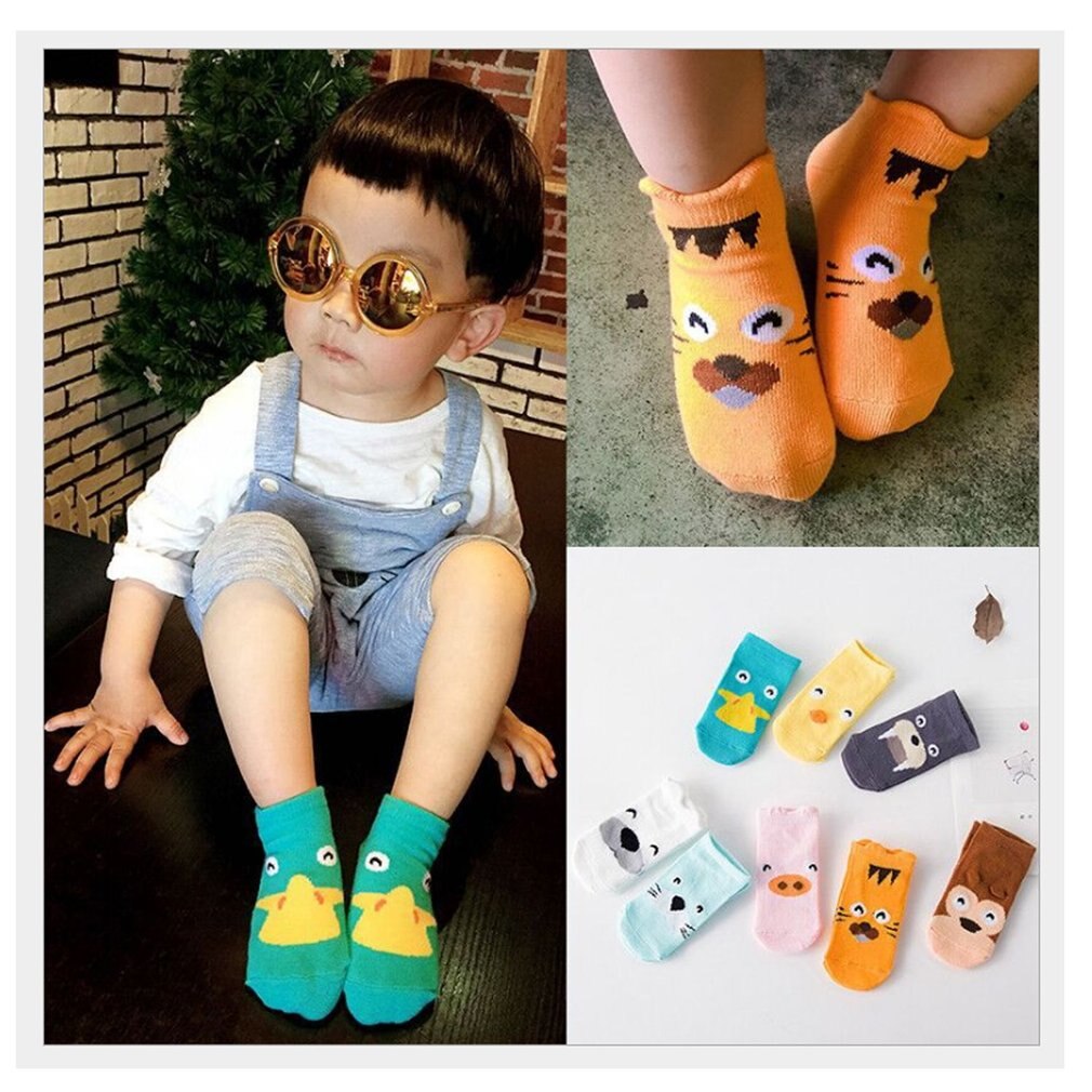 1Pair Children's Socks Spring And Summer Thick Cotton Cute Cartoon Anti-skid Breathable Floor Baby Short Socks