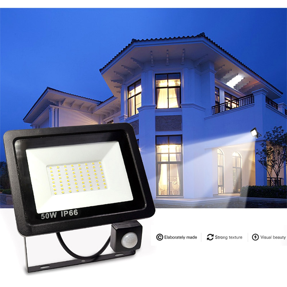 PIR Motion Sensor LED Schijnwerper 10W 20W 30W 40W 50W Waterdichte Led Spotlight Voor Tuin wall Street Outdoor Verlichting AC220V