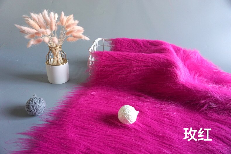 12 Cm Top Een Faux Bont Knuffel Stof 160 Cm Breedte Luxe Lang Haar Faux Fur Stof Voor Handgemaakte naaien Kleding Pop Bont: rose red