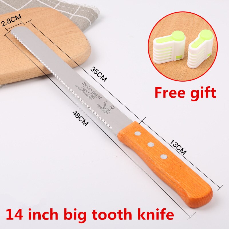 Stainless steel bread knife Saw cake slicing tool baking toast knife coarse tooth fine tooth cake saw knife Snack Dessert Slicer: 14 inch big tooth