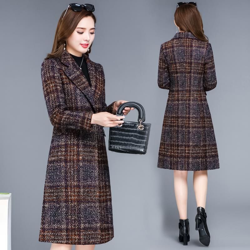 Herfst winter wollen jas dames geruite jassen bovenkleding koreaanse stijl vrouwelijke wollen overjas: 01 / Xl