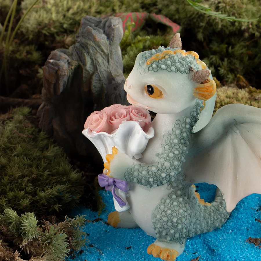 Fantasi drage harpiks skulptur vandtæt miniaturedekoration til akvarium zen have og terrasse mytisk væsen samlerkunst