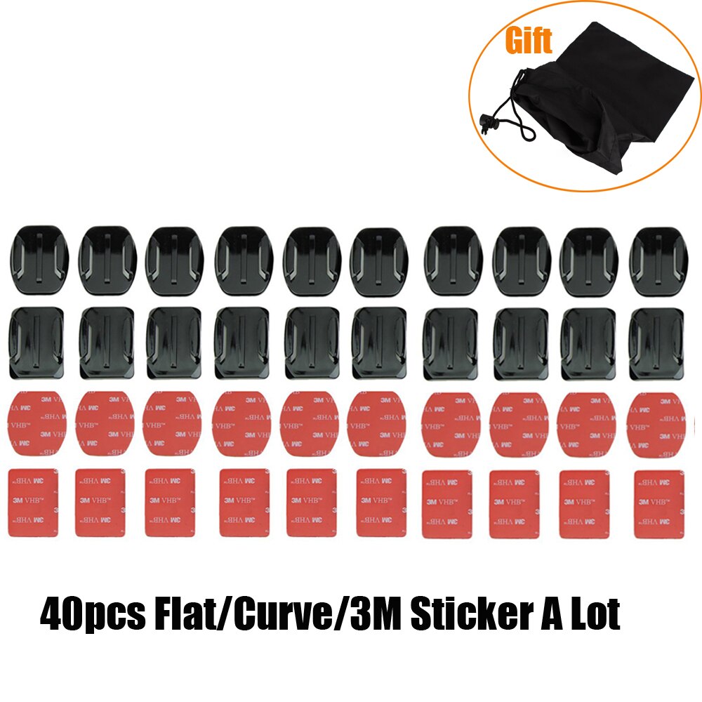 Sticker 10X Gebogen 10X Flat Adhesive Mount 40 Pcs Set Oppervlak Vaste 3M Vhb Voor Gopro 4 5 6 7 8 Xiaoyi 4 K Sjcam SJ4000 Accessoires