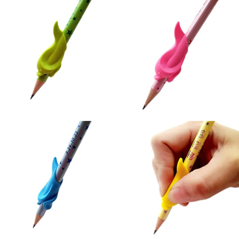 20 impugnature per matita in silicone a forma di delfino, anelli per penna antiscivolo stile pesce per studenti, bambini, scrittura a mano, correzione della postura