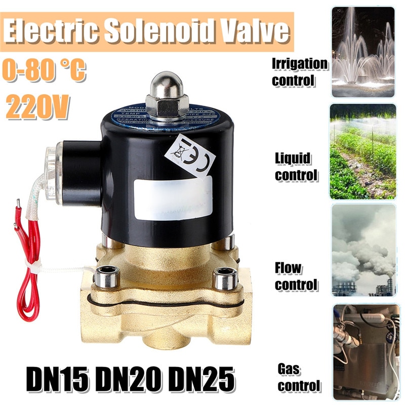 ALLSOME 1/2 3/4 1 Inch DC24V Electric Solenoid Valve Pneumatic Valve for Water Air Gas Brass Valve Air Valves Durable CJ009