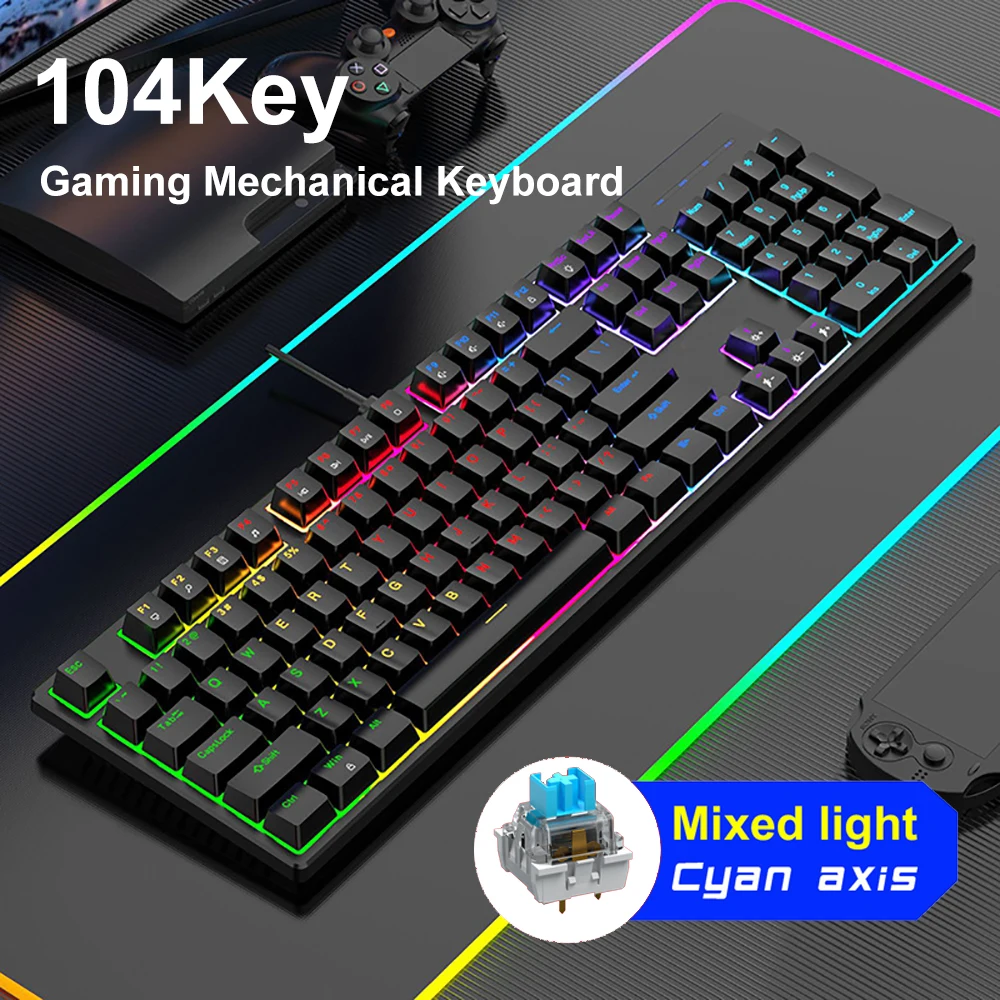16 RGB Wired Mechanical Keyboard 104 Keys Gaming K... – Grandado