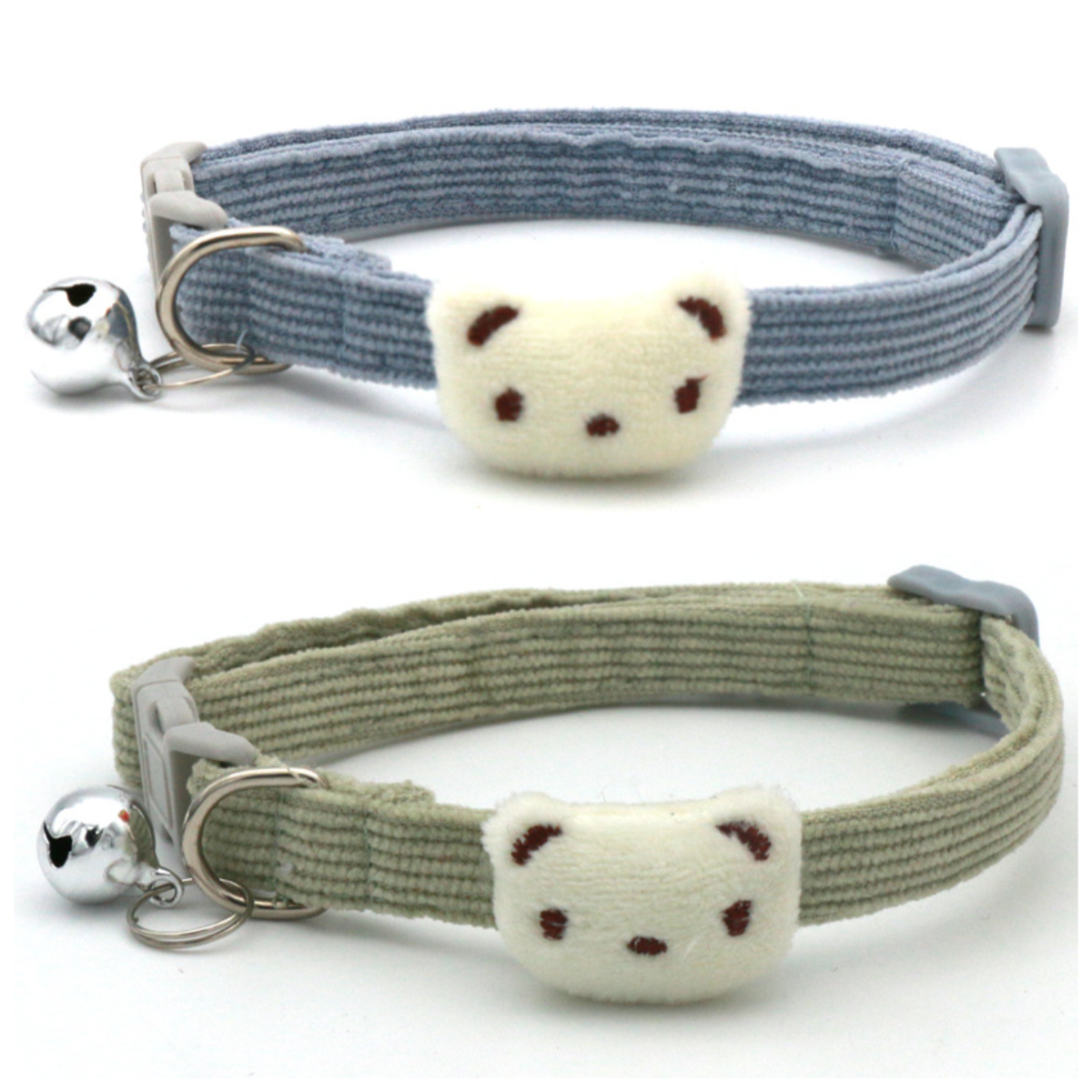 Joli collier réglable pour animaux de compagnie, 2 pièces, ours de dessin animé, en peluche douce, avec cloche, accessoires pour petits chiens, collier pour chat, fournitures pour animaux de compagnie: Or