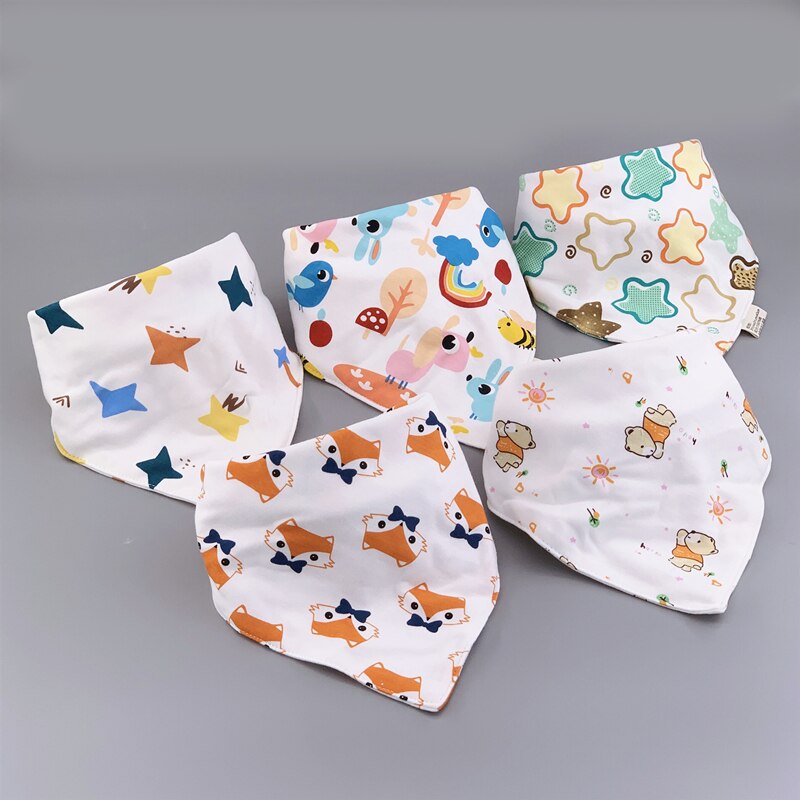 Bandand-bavoirs en coton, ensemble de bavettes en coton, en Triangle, Double couche, 5 pièces/paquet, d'anniversaire pour bébé: 49