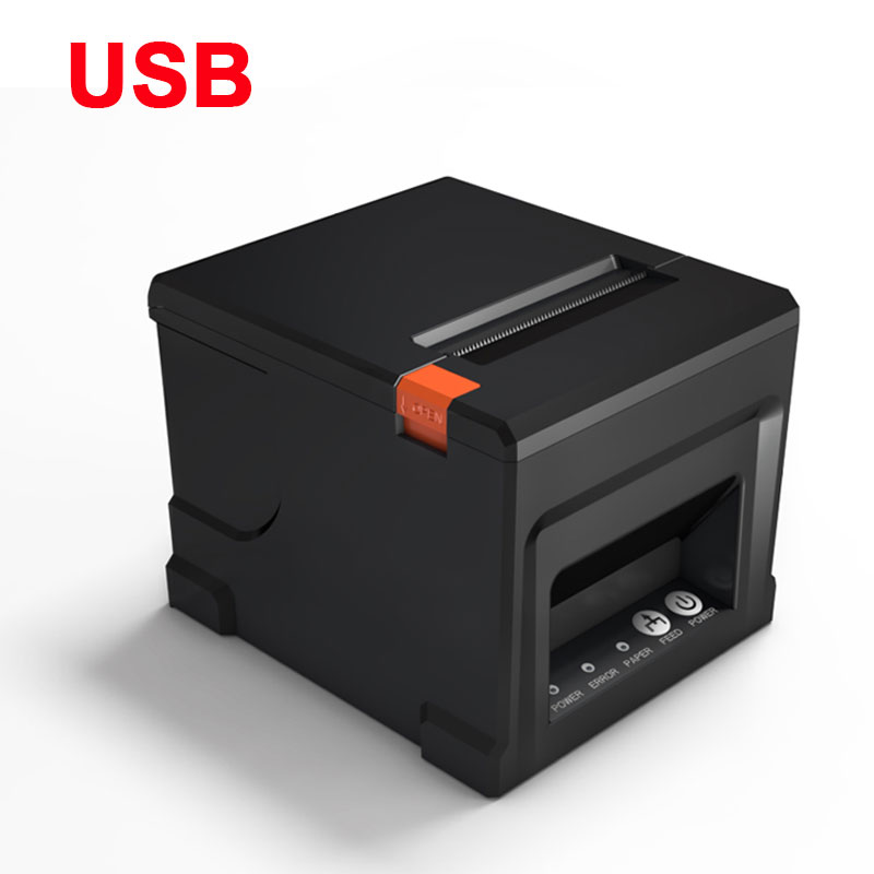 HZTZ-impresora térmica de recibos de 80mm, cortador automático de HZ-8360, impresora POS de cocina para restaurante, USB, LAN, Bluetooth: Blanco / Enchufe británico