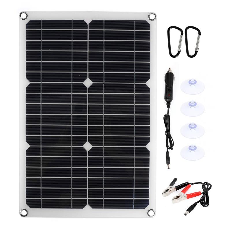 Pannello Solare Portatile 30W 12V - Kit Caricabatterie USB Per Auto E Camper