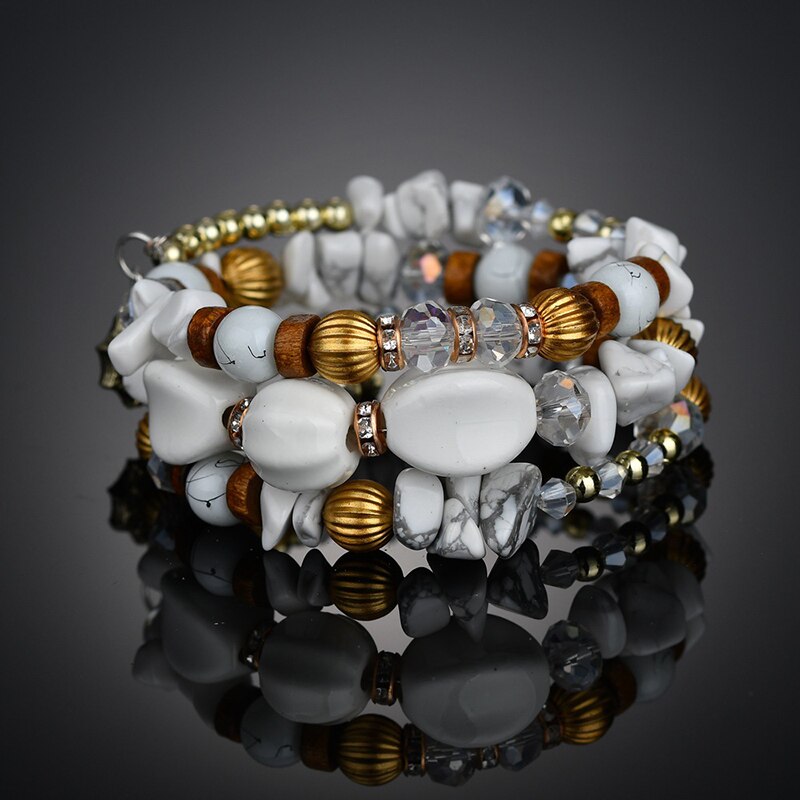 GREEN Handmade Woven DIY Bracelets&Bangles For Women Bohemian Multi Layered Bracelets Charm Friendship Crystal Bracelet BT200298: BT200298WH