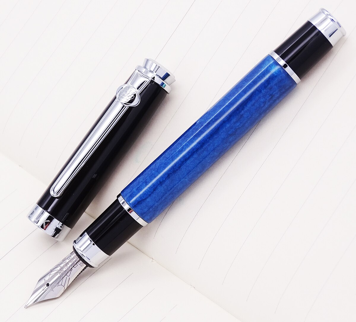 Duke Celluloid Blue Fountain Pen Beautiful Quicksand Leonardo Da Vinci Medium Nib Pen Business Office Home Supplies