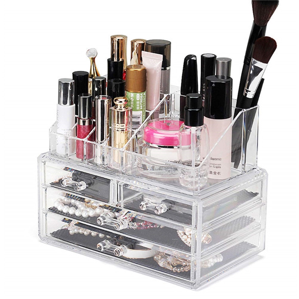Organizador de maquiagem transparente claro prateleira compacta blushes highlighters eyeshadow expositor cosméticos caixa armazenamento gaveta